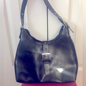 NWOT PRADA black leather & silver handbag